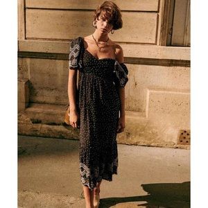 Sezane Emeraude Dress size 40 or 8 Black and White Clip or Swiss Dot